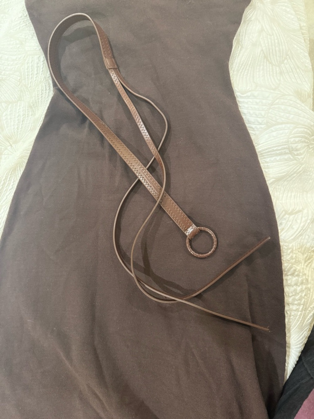 Brown Sleevelesse Mock Neck Maxi Dress with Belt, Cider brand new with tag, SM - Picture 3 of 4